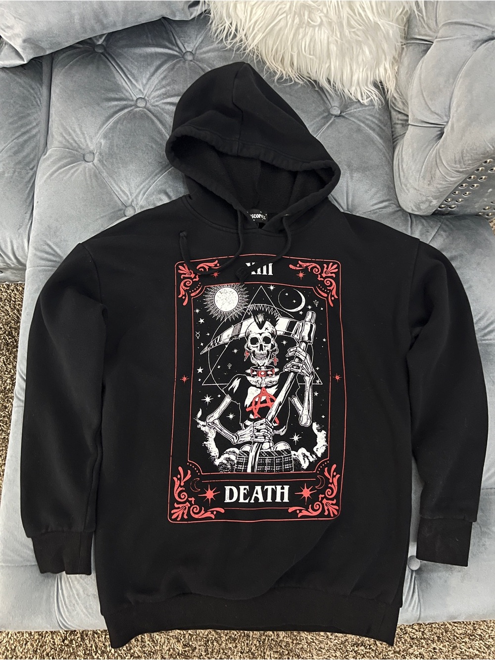Killstar Black Hoodie with Red & White 'Death' Graphic